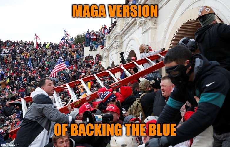 MAGA version of backing the blue | MAGA VERSION OF BACKING THE BLUE | image tagged in qanon - insurrection - trump riot - sedition | made w/ Imgflip meme maker