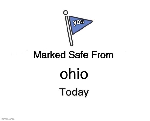 another stupid ohio meme | you; ohio | image tagged in memes,marked safe from,ohio,funny,funny meme,funny memes | made w/ Imgflip meme maker
