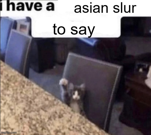 i have a blank | asian slur; to say | image tagged in i have a blank | made w/ Imgflip meme maker