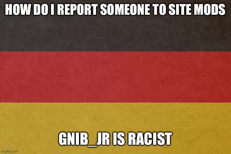 Help | HOW DO I REPORT SOMEONE TO SITE MODS; GNIB_JR IS RACIST | image tagged in help | made w/ Imgflip meme maker