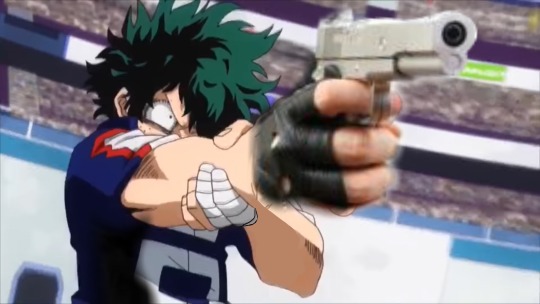 Deku with a gun Blank Meme Template