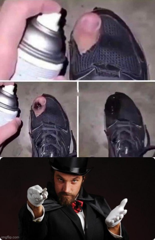 Magic | image tagged in household magician,cursed image,toe,shoes,shoe,memes | made w/ Imgflip meme maker