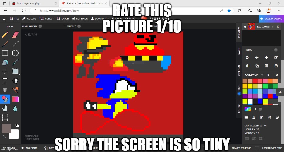 fnf sonic | RATE THIS PICTURE 1/10; SORRY THE SCREEN IS SO TINY | image tagged in fnf,gaming,drawings,sonic exe,memes,funny | made w/ Imgflip meme maker