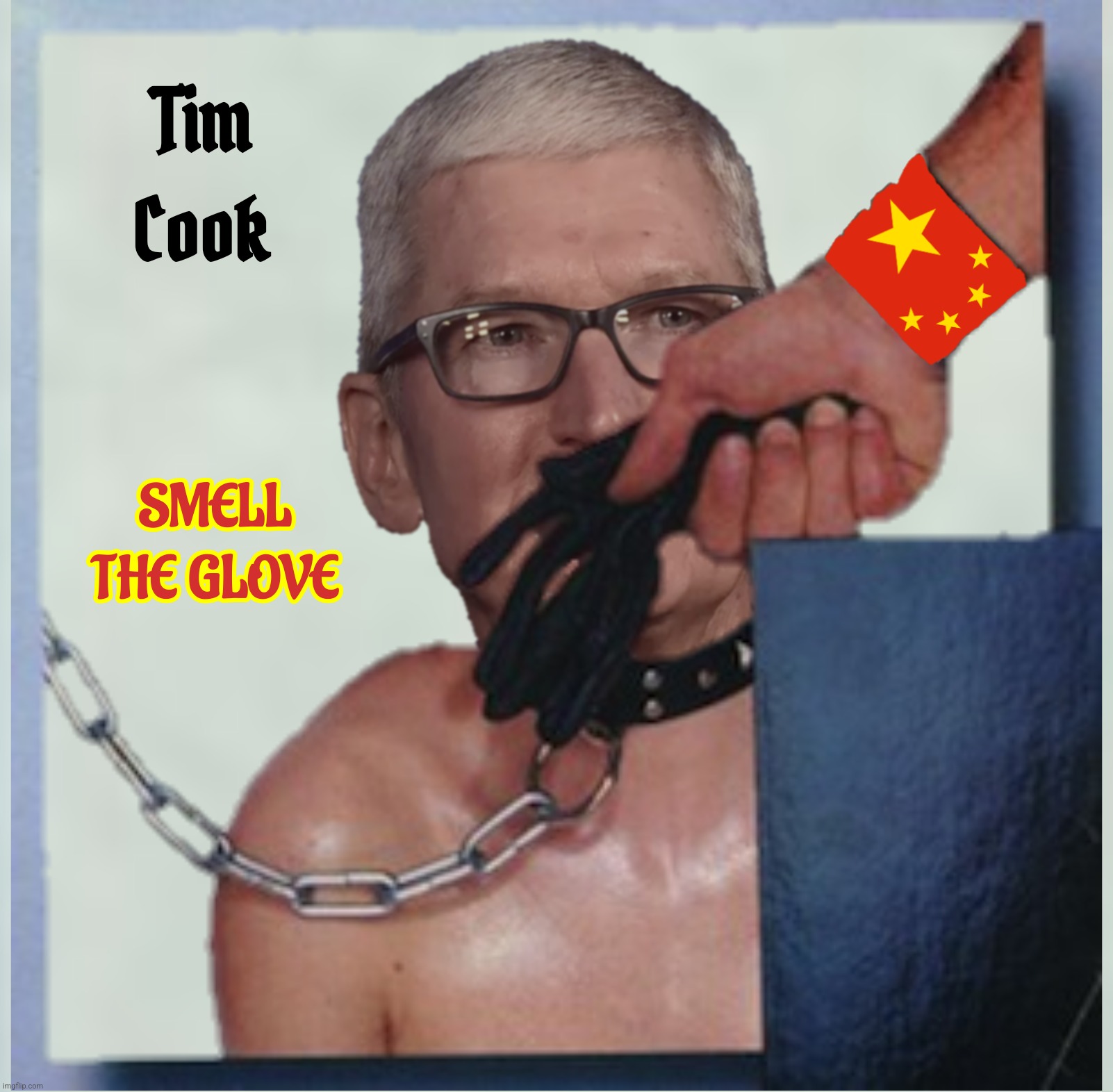 Bad Photoshop Sunday presents:  The Apple Dumpling | image tagged in bad photoshop sunday,tim cook,spinal tap,smell the glove,china | made w/ Imgflip meme maker