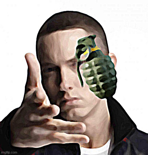 Eminem throwing grenade | image tagged in eminem throwing grenade | made w/ Imgflip meme maker