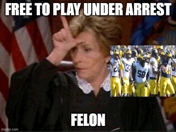Judge Judy Loser | FREE TO PLAY UNDER ARREST; FELON | image tagged in judge judy loser | made w/ Imgflip meme maker