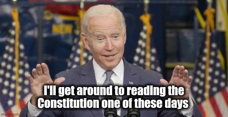 Cocky joe biden | I'll get around to reading the
Constitution one of these days | image tagged in cocky joe biden | made w/ Imgflip meme maker