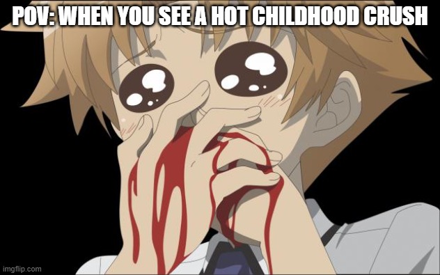 FACTS 2 | POV: WHEN YOU SEE A HOT CHILDHOOD CRUSH | image tagged in nosebleed | made w/ Imgflip meme maker