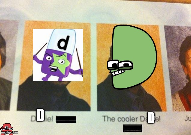 the cooler D | D; D | image tagged in the cooler daniel | made w/ Imgflip meme maker