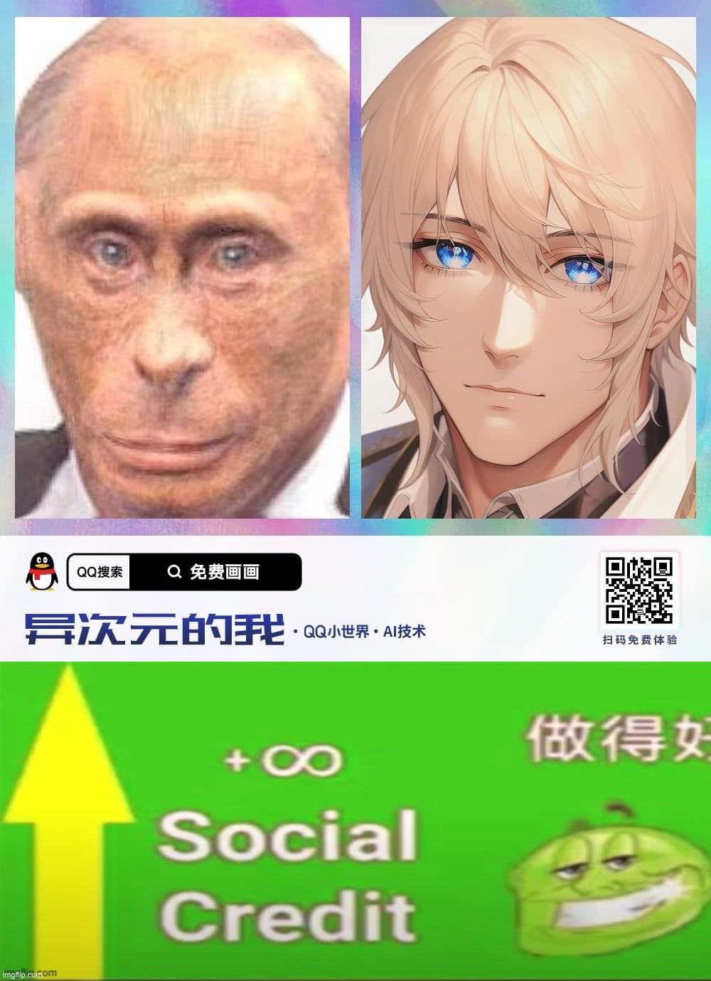 How the degenerate West see Mr. Putin vs. How Russian & Chinese know him by heart <3 #Freedomphobia | image tagged in vladimir putin banan man anime,social credit,vladimir putin,putin,banan man,freedomphobia | made w/ Imgflip meme maker