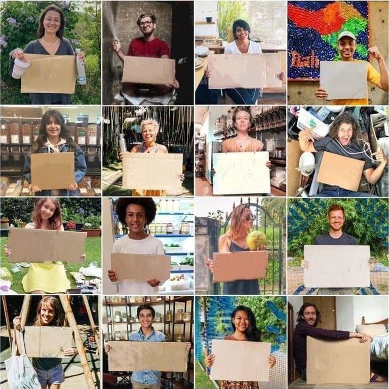 bunch o people holding signs Blank Meme Template