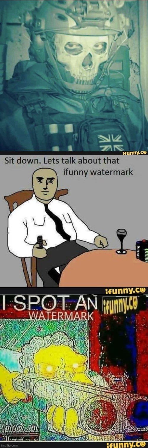 uhhh, this ain't funny | image tagged in ghost stare,sit down let's talk about that ifunny watermark,i spot an ifunny watermark | made w/ Imgflip meme maker