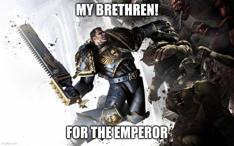 This image goes hard, tbh | MY BRETHREN! FOR THE EMPEROR | image tagged in warhammer 40k | made w/ Imgflip meme maker