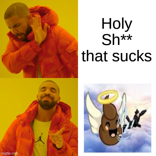 Holy Sh** | Holy Sh** that sucks | image tagged in memes,drake hotline bling,bad joke,special kind of stupid | made w/ Imgflip meme maker