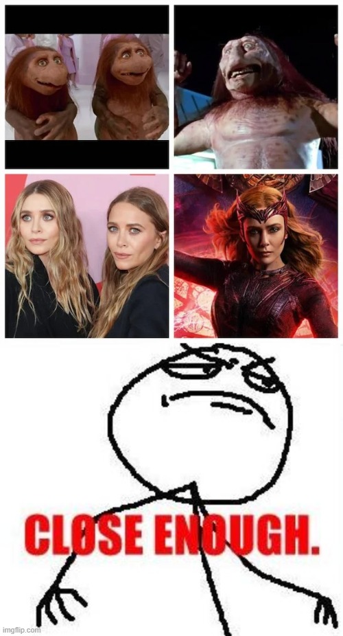 image tagged in memes,close enough,totally looks like,olsen twins,awesomeness | made w/ Imgflip meme maker