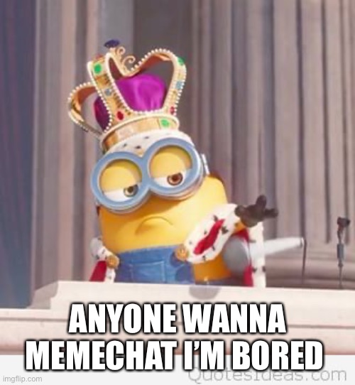 King Bob For President | ANYONE WANNA MEMECHAT I’M BORED | image tagged in king bob for president | made w/ Imgflip meme maker