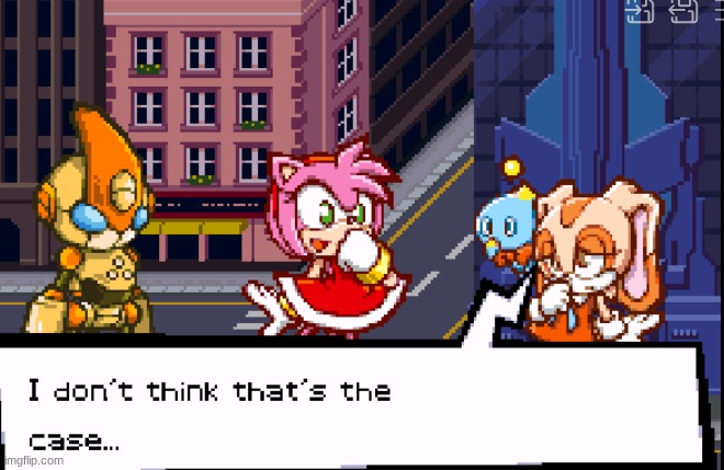 Amy, before Cream said this, said Sonic got Emerl so they could raise a family. Lol, even Cream thinks Amy is kind of crazy | image tagged in amy rose,sonic battle | made w/ Imgflip meme maker