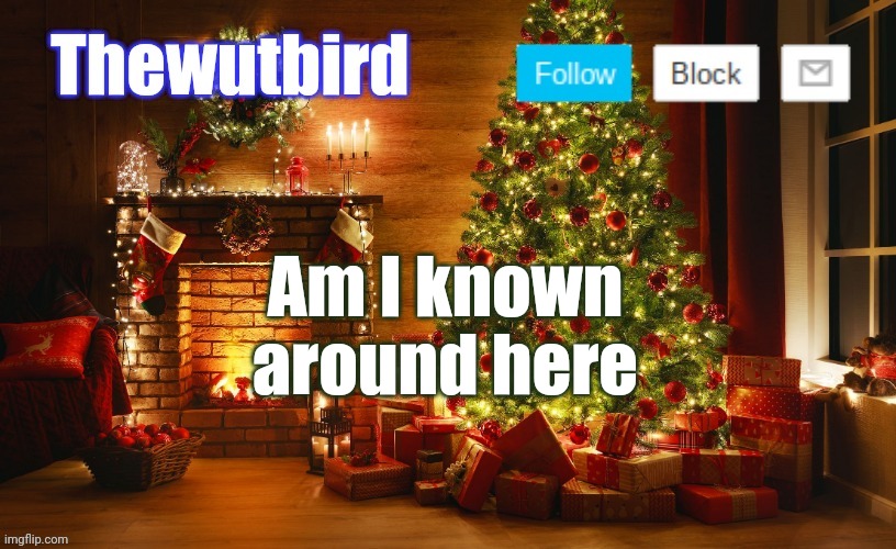 Wutbird Christmas announcement | Am I known around here | image tagged in wutbird christmas announcement | made w/ Imgflip meme maker