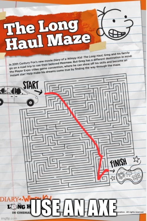Diary of a Wimpy Kid Activity | USE AN AXE | image tagged in diary of a wimpy kid activity | made w/ Imgflip meme maker