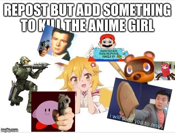 i added rick astley | image tagged in repost,kirby,anime | made w/ Imgflip meme maker
