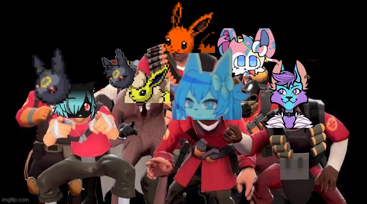 me and sylceon`s ocs laughing | image tagged in tf2 laughing | made w/ Imgflip meme maker