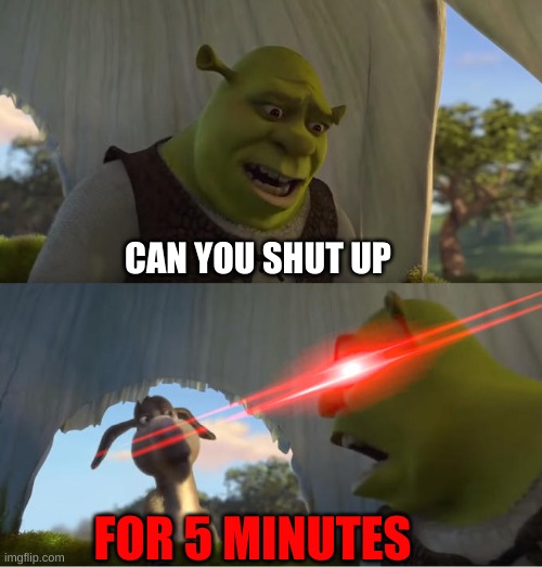 ME AND MY SIS | CAN YOU SHUT UP; FOR 5 MINUTES | image tagged in shrek for five minutes | made w/ Imgflip meme maker