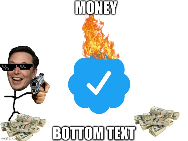 how to get verified on twitter | MONEY; BOTTOM TEXT | image tagged in why are you reading this,elon musk blank tweet | made w/ Imgflip meme maker