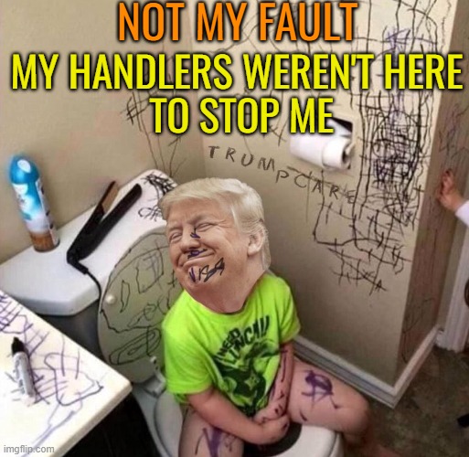 Sharpie Trump | NOT MY FAULT MY HANDLERS WEREN'T HERE
 TO STOP ME | image tagged in sharpie trump | made w/ Imgflip meme maker