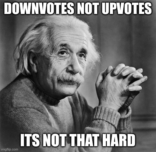 Einstein | DOWNVOTES NOT UPVOTES ITS NOT THAT HARD | image tagged in einstein | made w/ Imgflip meme maker