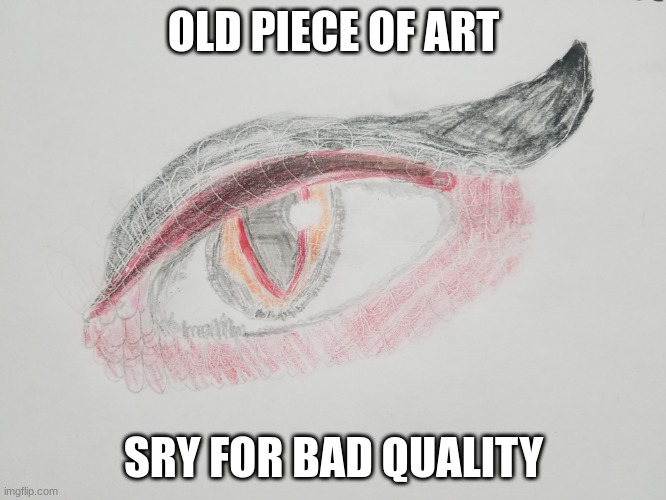 old art | OLD PIECE OF ART; SRY FOR BAD QUALITY | image tagged in dragon eye sorry for low quality | made w/ Imgflip meme maker