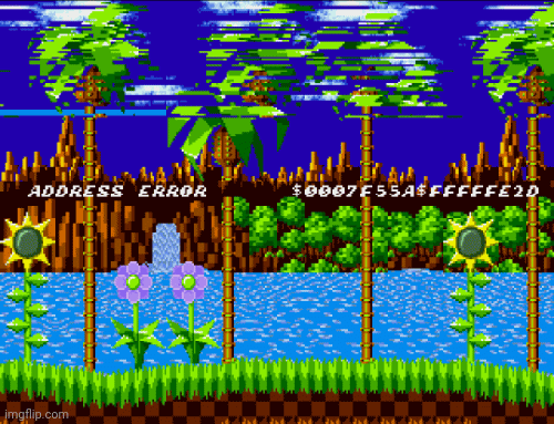 Sonic 1 Illegal instruction! Address error! | image tagged in gifs,glitch,gaming | made w/ Imgflip images-to-gif maker