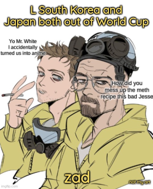 ig im rooting for brazil now that U.S., japan, and korea out | L South Korea and Japan both out of World Cup; zad | image tagged in world cup | made w/ Imgflip meme maker