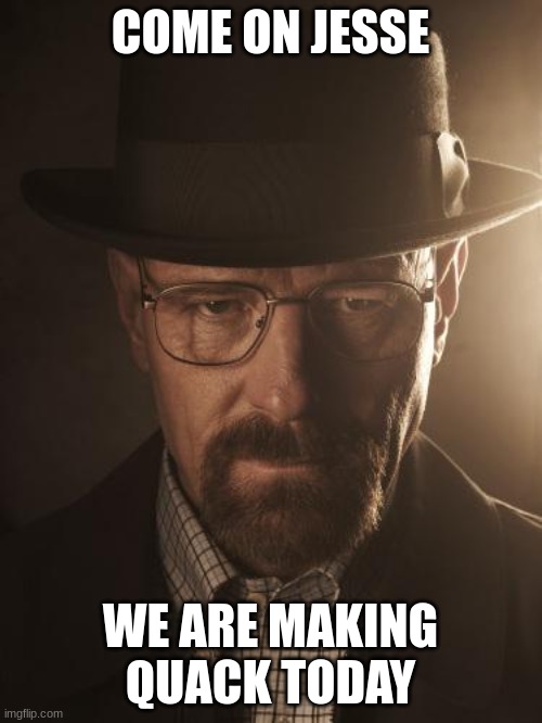 Walter White | COME ON JESSE WE ARE MAKING QUACK TODAY | image tagged in walter white | made w/ Imgflip meme maker