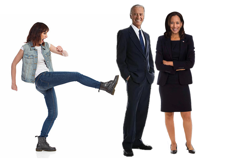 Woman Kicks Biden Blank Meme Template