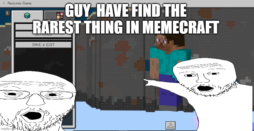 so rare | GUY  HAVE FIND THE RAREST THING IN MEMECRAFT | image tagged in minecraft,gaming,rare steak meme,memes,funny | made w/ Imgflip meme maker