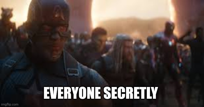 Avengers Assemble | EVERYONE SECRETLY | image tagged in avengers assemble | made w/ Imgflip meme maker