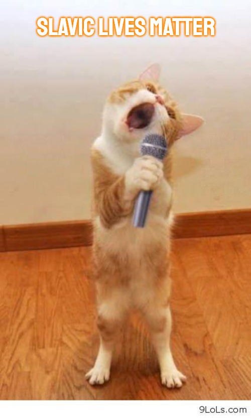 Cat Singer | Slavic Lives Matter | image tagged in cat singer,slavic,blm | made w/ Imgflip meme maker