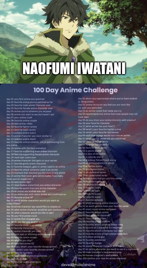 Day 13: I am an otaku with no power or friends | NAOFUMI IWATANI | image tagged in 100 day anime challenge | made w/ Imgflip meme maker