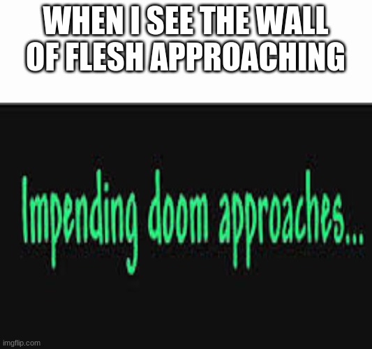 the only thing they fear is you | WHEN I SEE THE WALL OF FLESH APPROACHING | image tagged in impending doom approaches | made w/ Imgflip meme maker