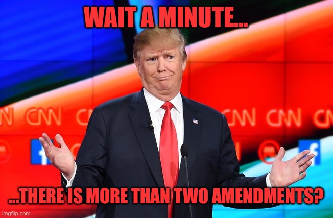 Donald Trump Confused | WAIT A MINUTE… …THERE IS MORE THAN TWO AMENDMENTS? | image tagged in donald trump confused | made w/ Imgflip meme maker