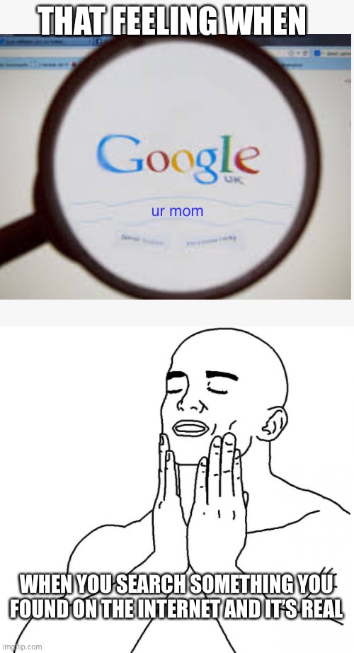 that feeling when | THAT FEELING WHEN; ur mom; WHEN YOU SEARCH SOMETHING YOU FOUND ON THE INTERNET AND IT’S REAL | image tagged in that feeling | made w/ Imgflip meme maker