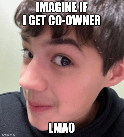 IMAGINE IF I GET CO-OWNER; LMAO | image tagged in mr bean peeking | made w/ Imgflip meme maker