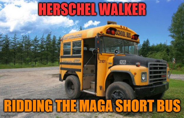 Short Short Bus | HERSCHEL WALKER RIDDING THE MAGA SHORT BUS | image tagged in short short bus | made w/ Imgflip meme maker