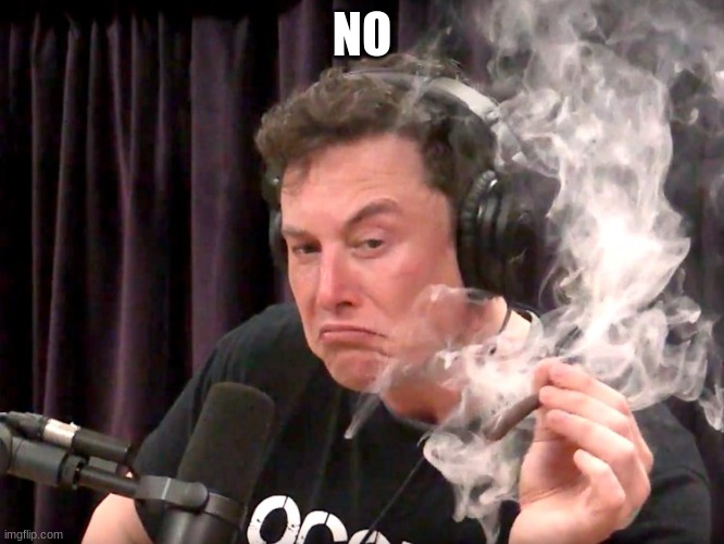 Elon Musk Weed | NO | image tagged in elon musk weed | made w/ Imgflip meme maker