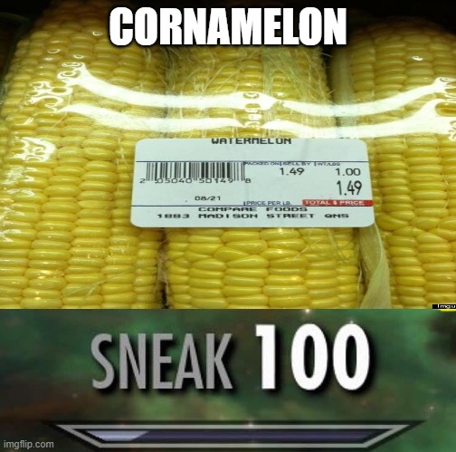 conamelon | CORNAMELON | image tagged in sneak 100 | made w/ Imgflip meme maker