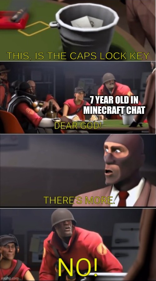 This is a X | THIS, IS THE CAPS LOCK KEY; 7 YEAR OLD IN MINECRAFT CHAT | image tagged in this is a x,tf2,tf2 soldier | made w/ Imgflip meme maker
