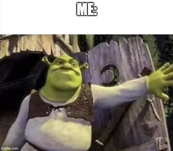 Shrek opens the door | ME: | image tagged in shrek opens the door | made w/ Imgflip meme maker