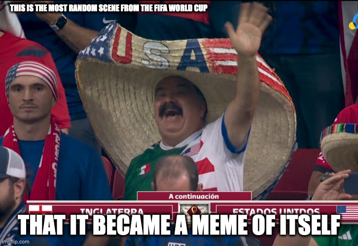 Sombrero in the World Cup | THIS IS THE MOST RANDOM SCENE FROM THE FIFA WORLD CUP; THAT IT BECAME A MEME OF ITSELF | image tagged in world cup,sports,memes | made w/ Imgflip meme maker
