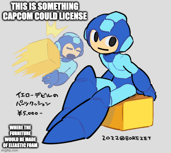 Yellow Devil Cushion | THIS IS SOMETHING CAPCOM COULD LICENSE; WHERE THE FURNITURE WOULD BE MADE OF ELEASTIC FOAM | image tagged in megaman,yellow devil,memes | made w/ Imgflip meme maker