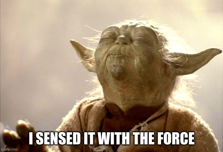 I SENSED IT WITH THE FORCE | image tagged in yoda i sense | made w/ Imgflip meme maker